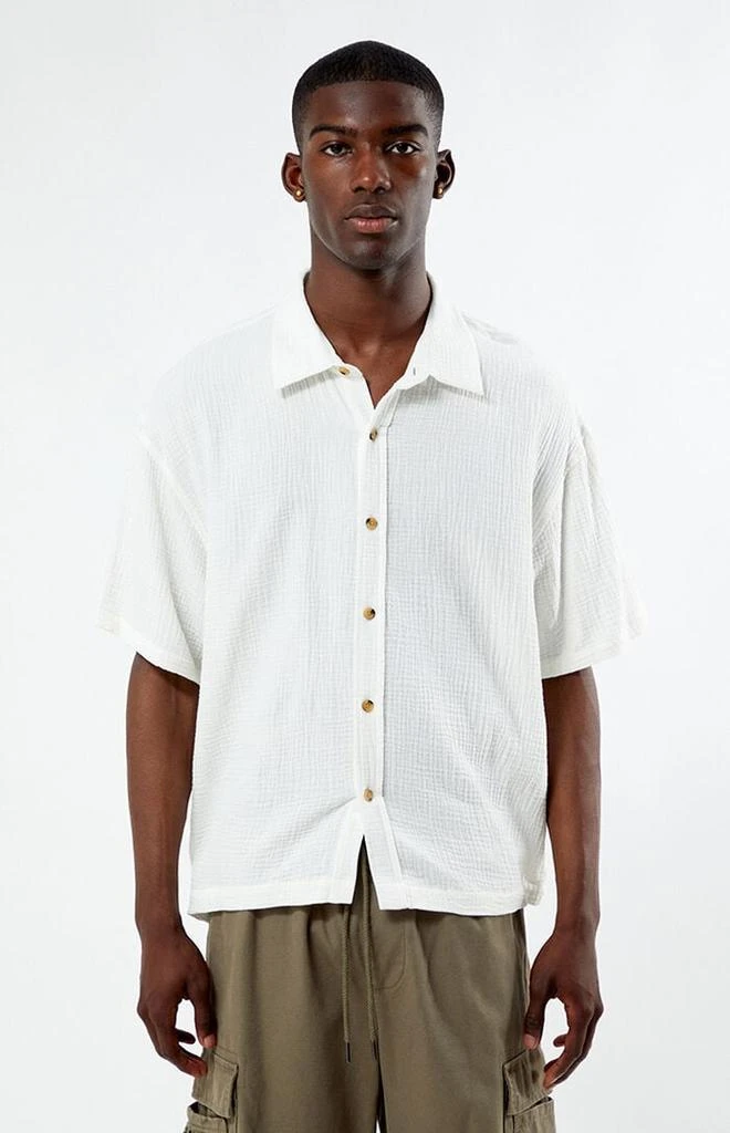 PacSun Cream Boxy Button Down Shirt 1