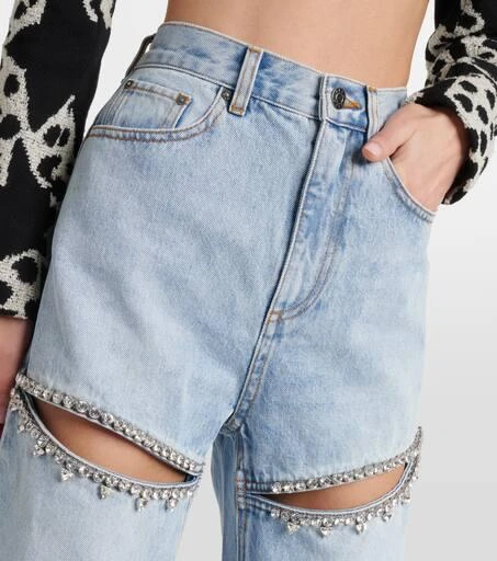AREA Crystal-embellished straight jeans 4