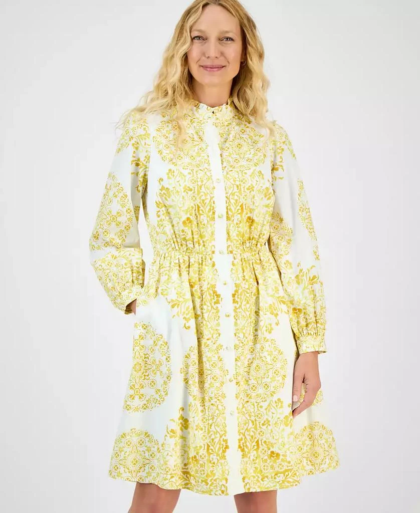 julia jordan Women
s Printed Long-Sleeve Cotton Shirtdress 3