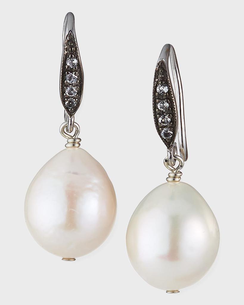 Margo Morrison White Sapphire Earrings On A Vermeil Hook