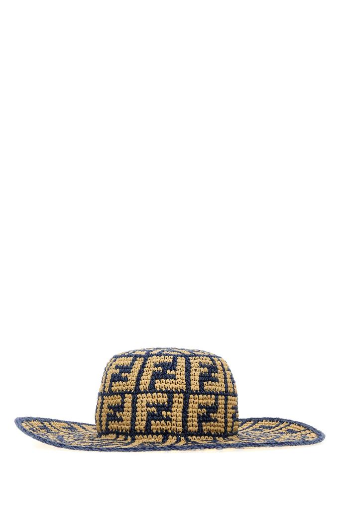 ハット Fendi Embroidered Cotton Blend And Raffia Hat FF LOGO MOTIF RAFFIA BUCKET HAT | The Webster