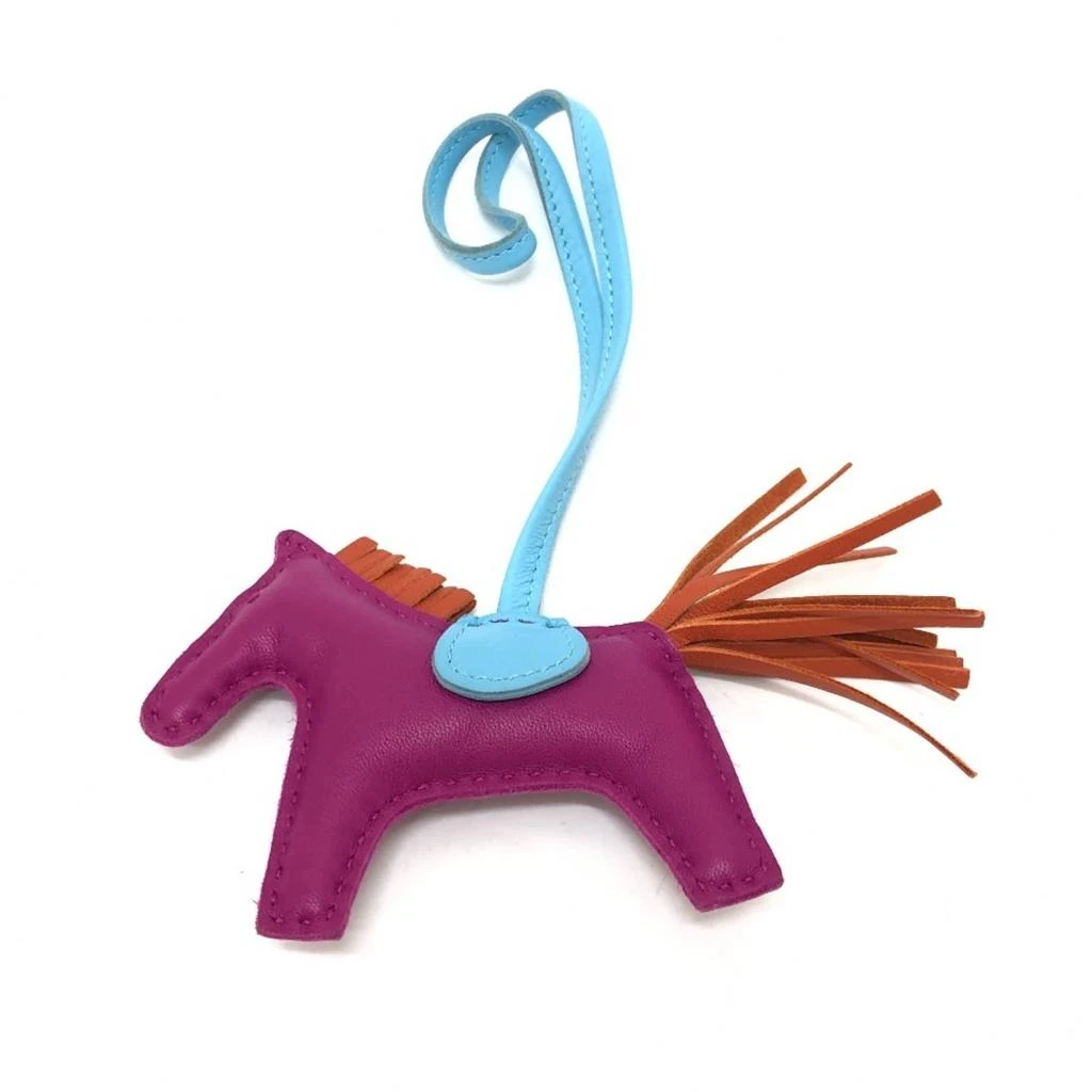 Hermes blue Agneau Milo Handbag Charm (Pre-Owned) 2