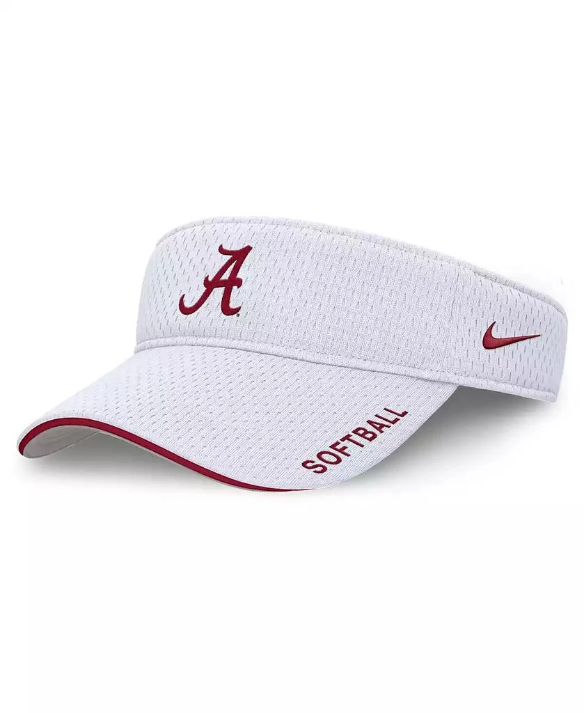 NIKE Men's and Women's White Alabama Crimson Tide 2025 Dugout Softball Ace Performance Adjustable Visor Hat 1