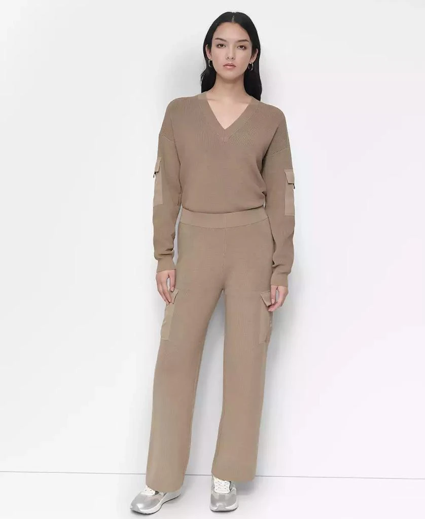 DKNY Women's Knit Straight-Leg Cargo Pants 4