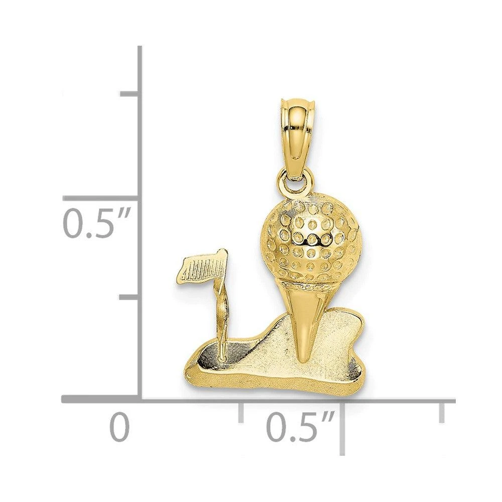 Diamond2Deal 10k Yellow Gold Solid Polished Golfing Charm Pendant 3