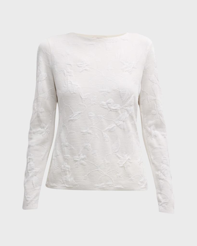 Lafayette 148 New York Textured Floral Crewneck Sweater