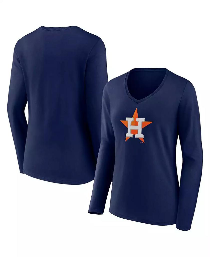 Fanatics Women's Navy Houston Astros Official Logo V-Neck Long Sleeve T-shirt