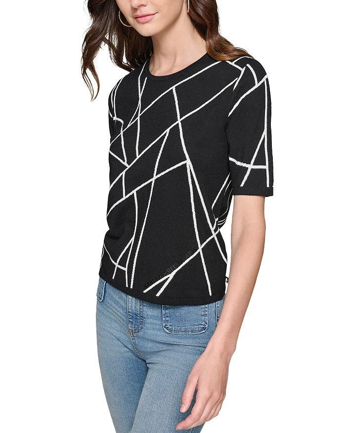 Karl Lagerfeld Paris Printed Short Sleeve Sweater 6