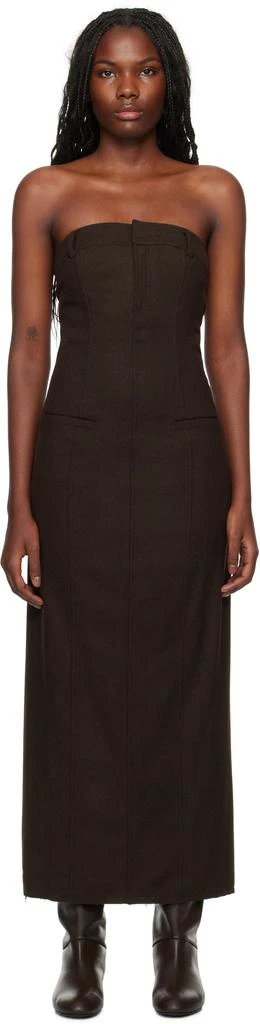 Gimaguas Brown Broadcloth Maxi Dress 1