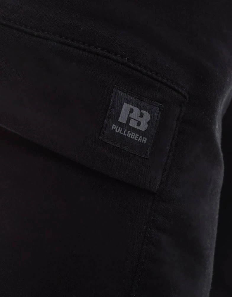 Pull&Bear Pull&Bear straight leg cargo trouser in black 2
