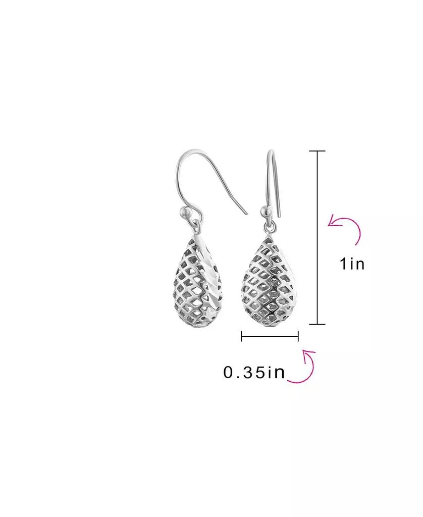 Bling Jewelry Basket Weave Puffed Pear Shaped Rain Drop Teardrop Earrings Fishhook Sterling Silver 1.2 Inch 3