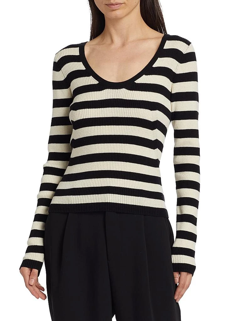 ATM Anthony Thomas Melillo Striped Wool U-Neck Sweater 3