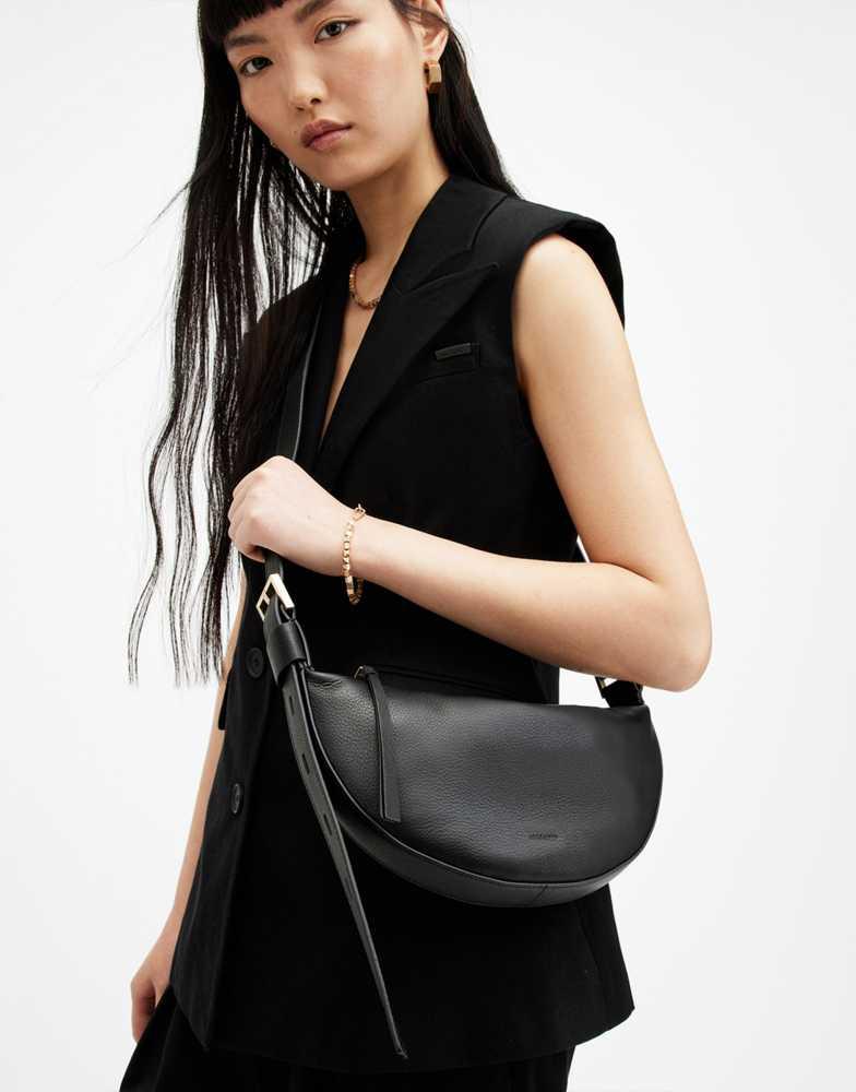 ALL SAINTS AllSaints Half Moon leather crossbody bag in