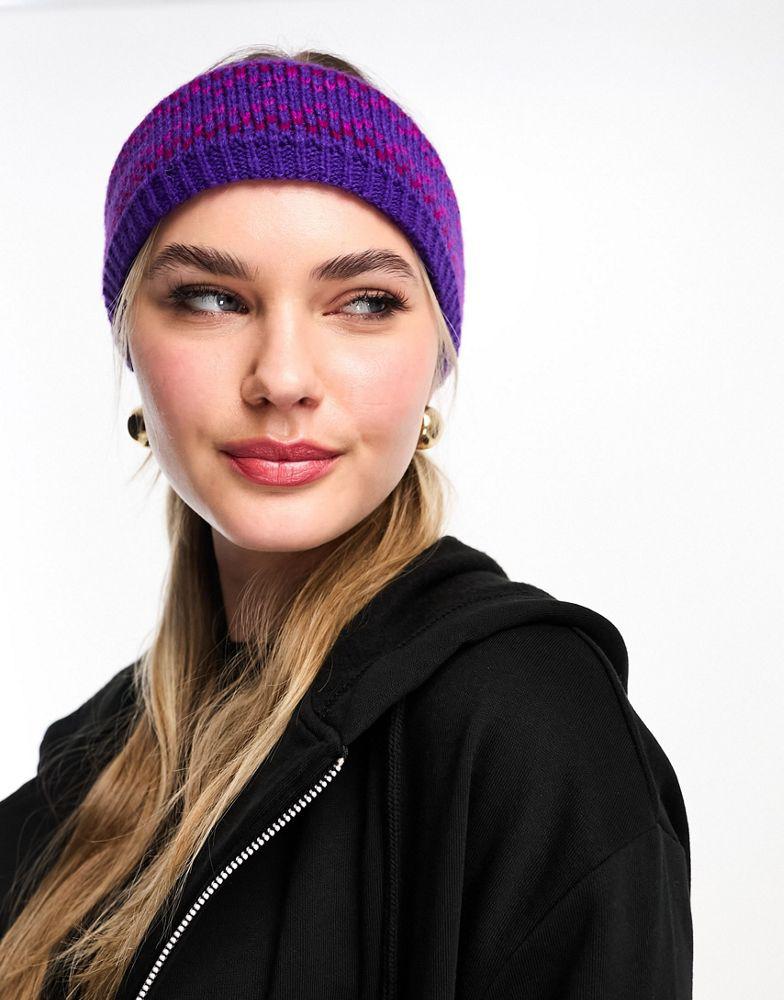My Accessories My Accessories London fair isle knitted headband in purple