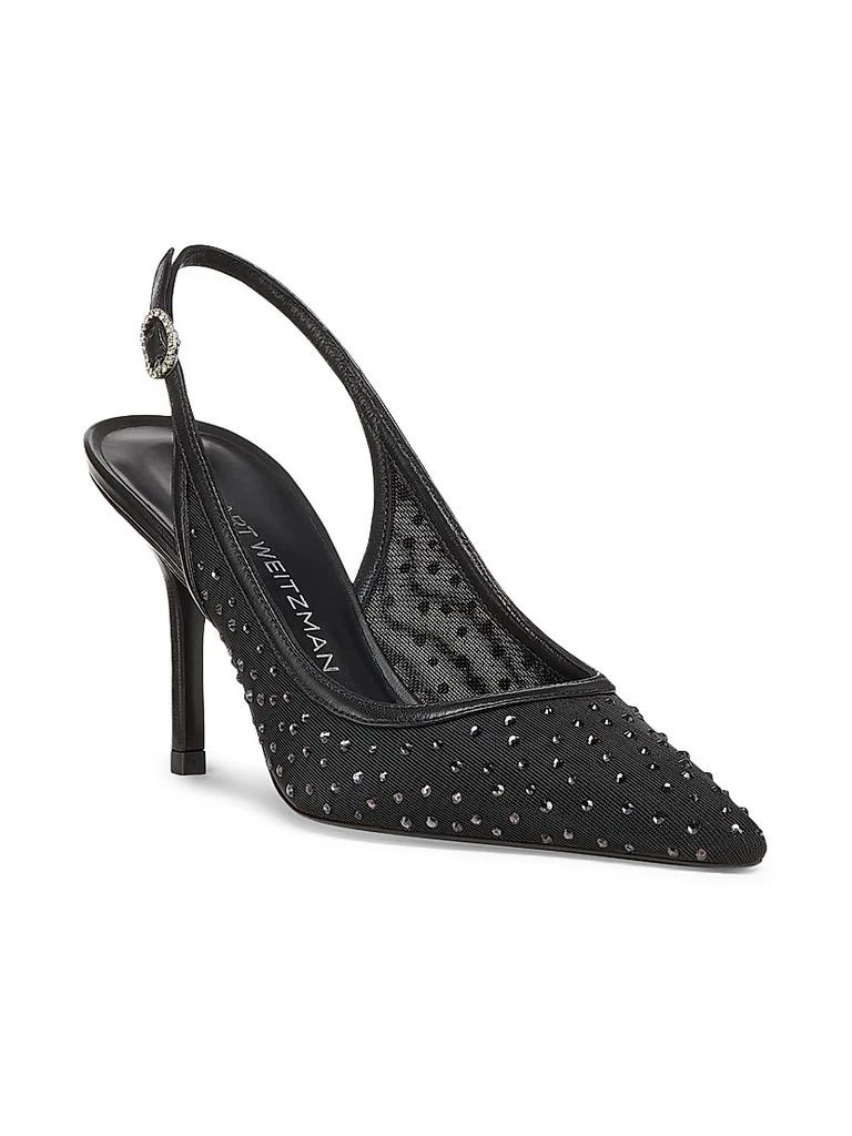 Stuart Weitzman Emilia 85MM Mesh Crystal-Embellished Slingback Pumps 2