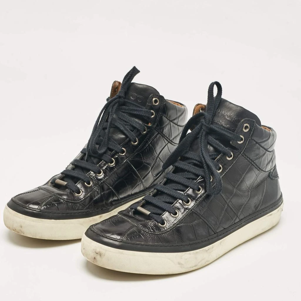 Jimmy Choo Jimmy Choo Black Croc Embossed Leather Belgravia High Top Sneakers Size 44 2