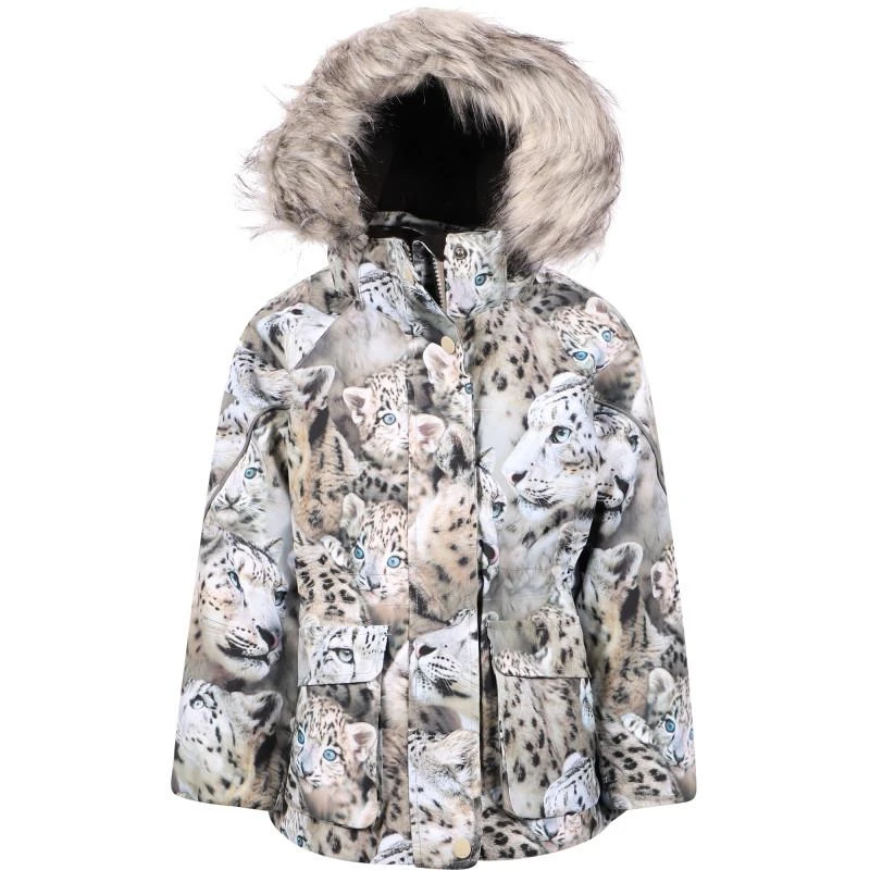 Molo Winter leopards print parka with fur trim 1