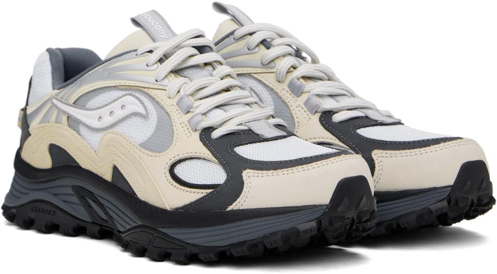 Saucony Beige & White Grid Aura X Sneakers 4