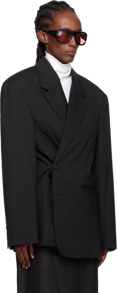 The Frankie Shop Black Crosby Wrap Blazer