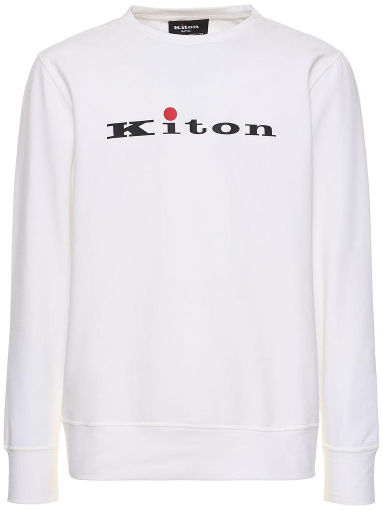 KITON Logo Cotton Crewneck Sweatshirt