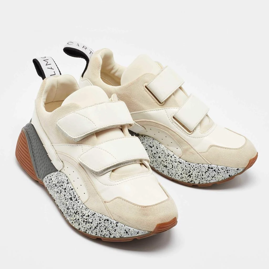 Stella McCartney Stella McCartney Cream/White Faux Suede And Faux Leather Eclypse Velcro Strap Sneakers Size 39 4