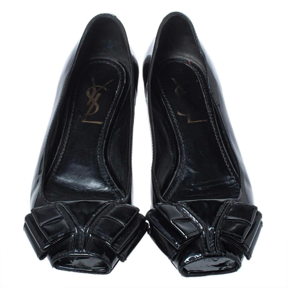 Yves Saint Laurent Yves Saint Laurent Black Patent Leather Bow Peep Toe Ballet Flat Size 35 3