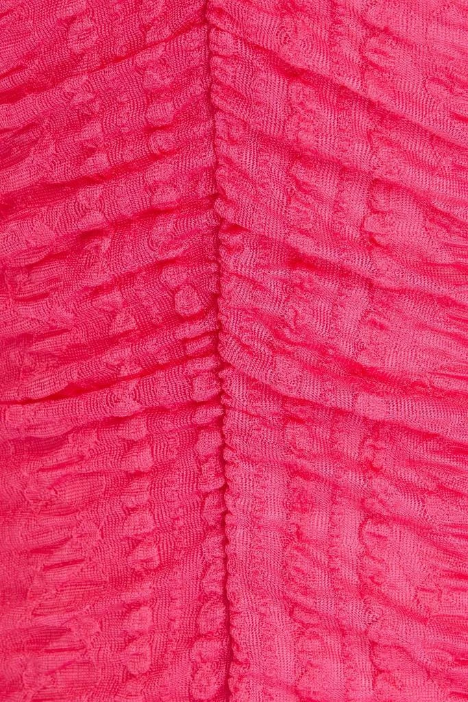 Ganni Ruched textured-knit halterneck maxi dress 4