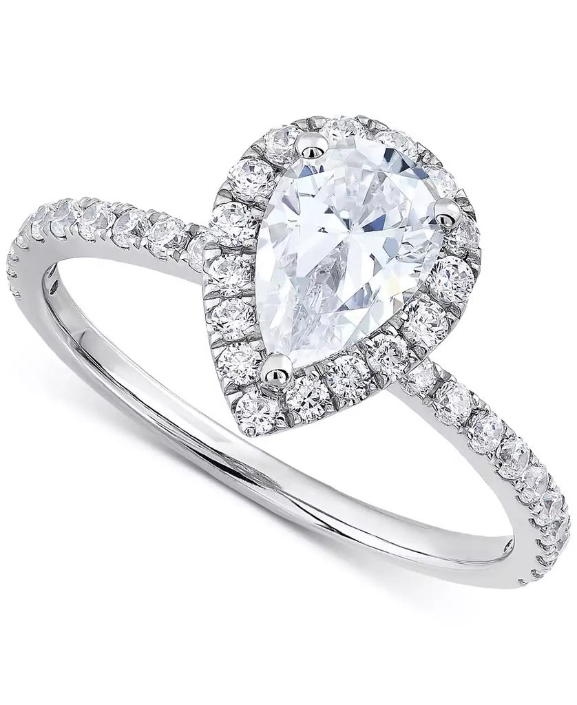 Grown With Love IGI Certified Lab Grown Diamond Pear-Cut Halo Engagement Ring (1-1/2 ct. t.w.) in 14k White Gold