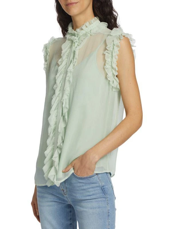 7 For All Mankind Ruffled Cotton Sleeveless Blouse 3