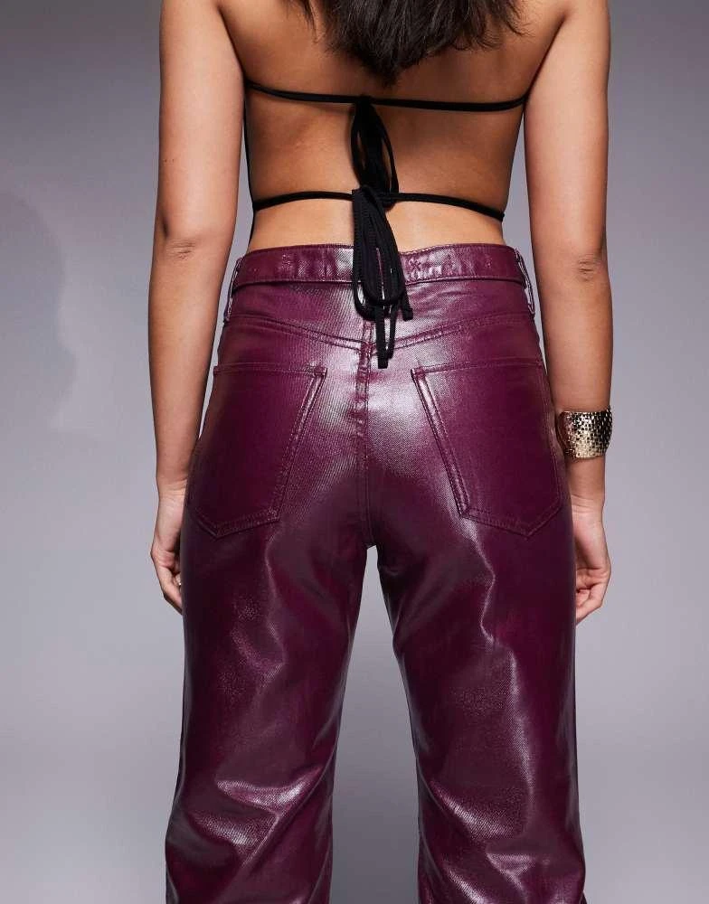 River Island River Island relaxed straight coated jean in dark red 4