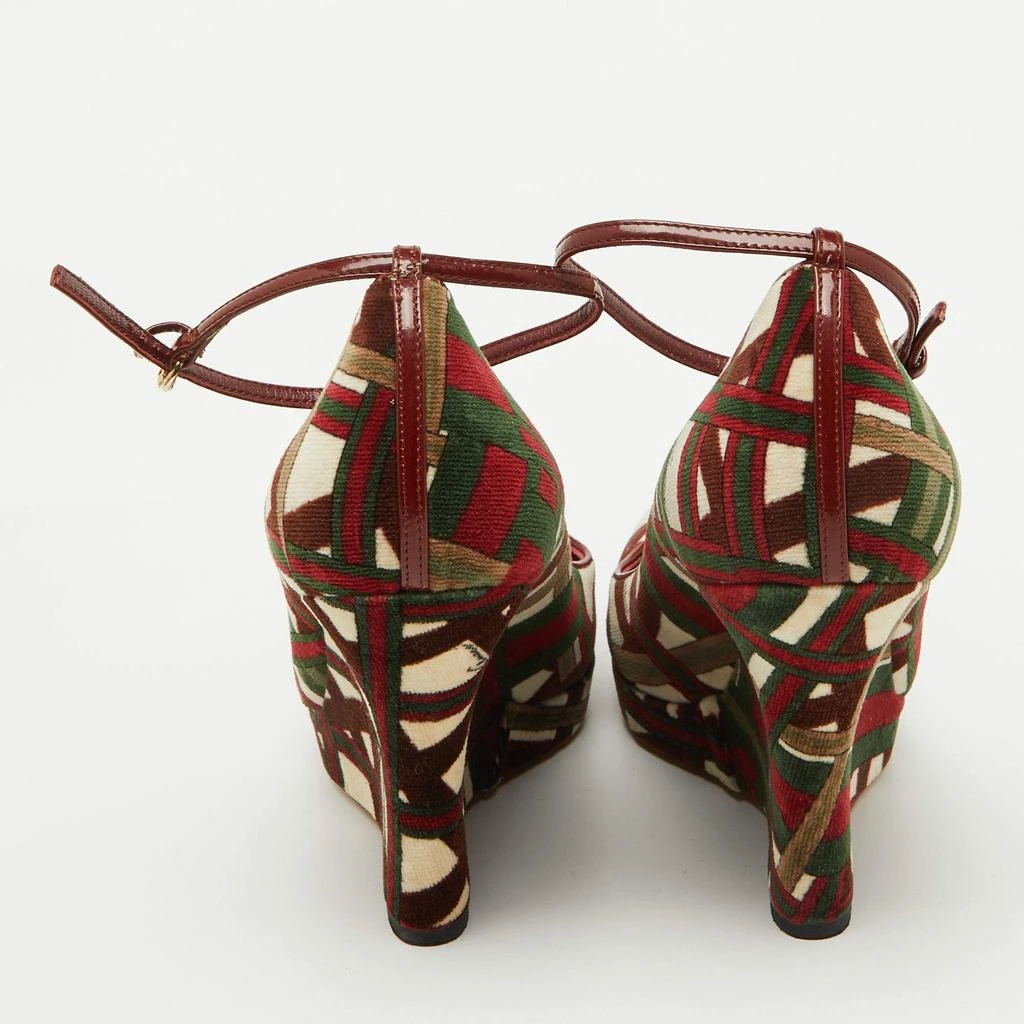 Gucci Gucci Multicolor Pattern Velvet Platform Wedge Pumps Size 39.5 5