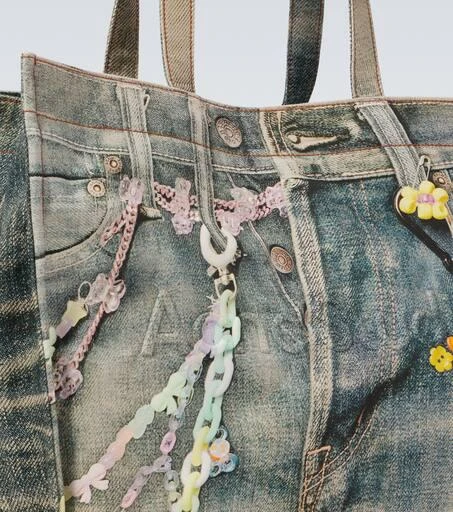 Acne Studios Logo trompe l'œil canvas tote bag 6