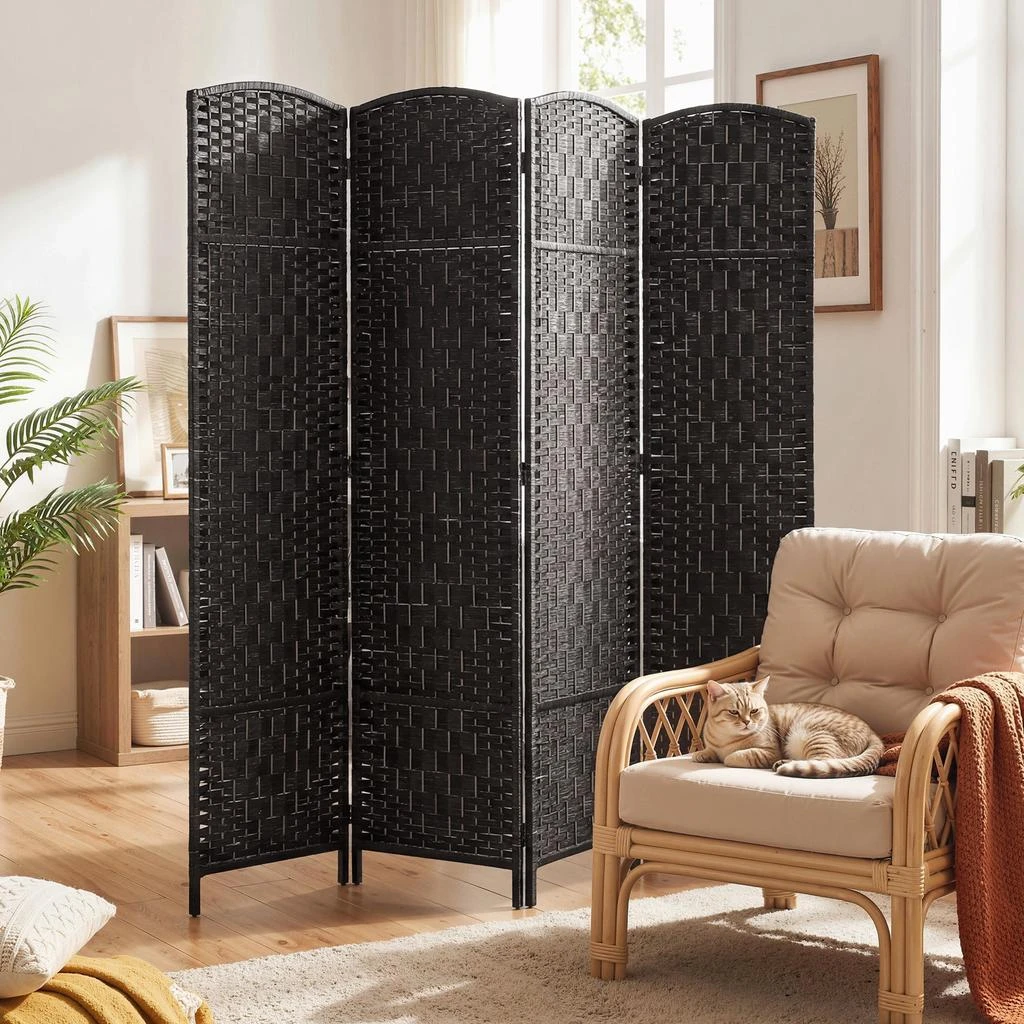 Hivvago 4-Panel Woven Privacy Screen for Home and Office 2
