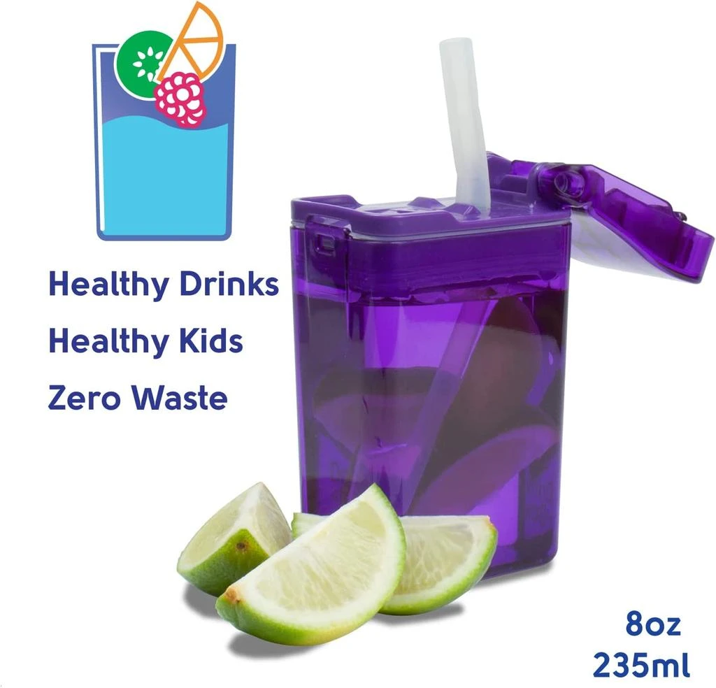 Precidio Design Drink in the Box Eco-Friendly Reusable Juice Box Container, 8 ounce, Blue 2