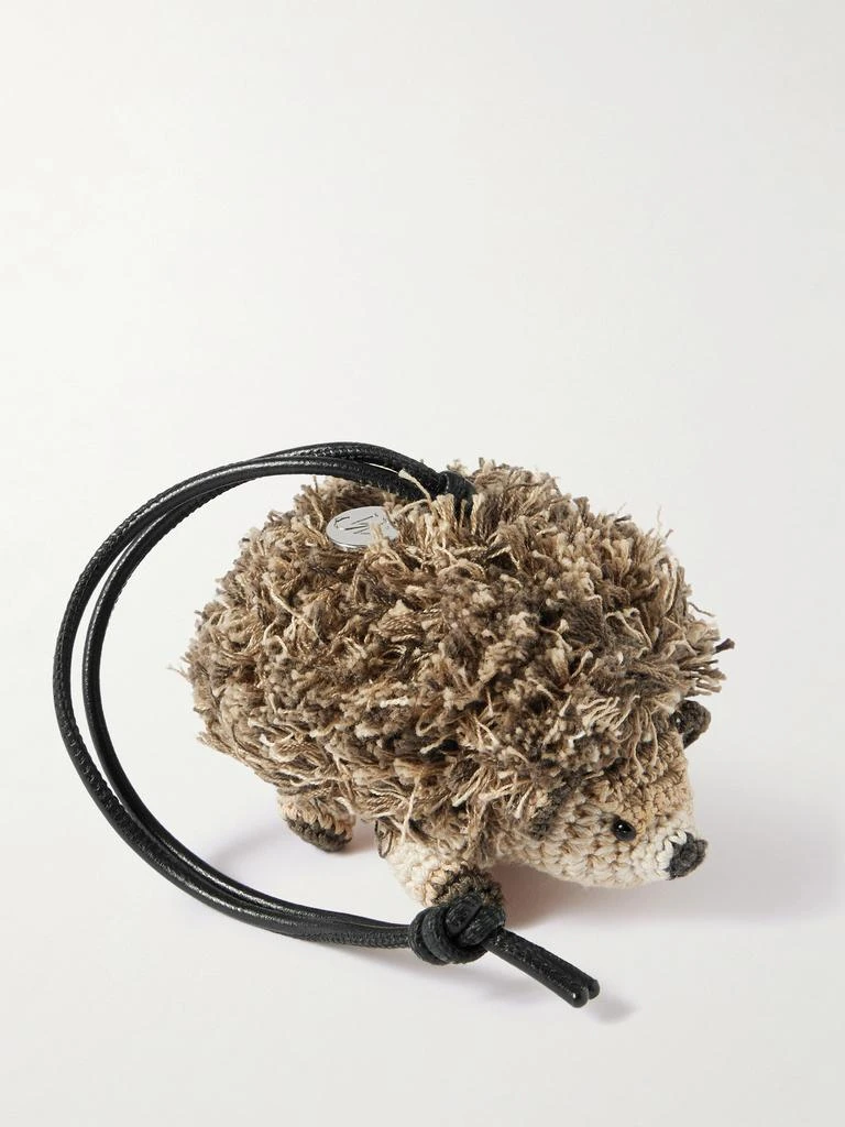 JW Anderson Hedgehog Crocheted Cotton And Leather Bag Charm - Mushroom