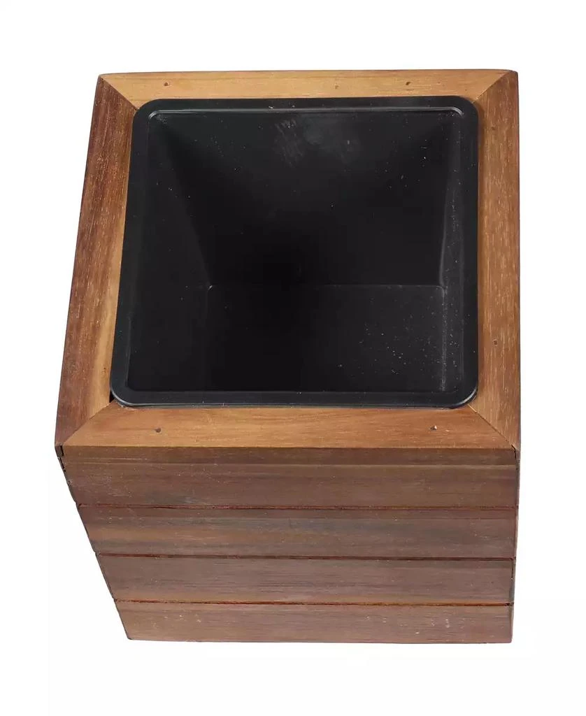 Sunnydaze Decor Indoor/Outdoor Square Acacia Wood Planter Box with Plastic Liner - 3pk - Light Brown Stain 6