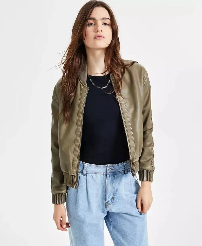 Jou Jou Juniors
 Distressed Faux-Leather Bomber Jacket, Created for Macy
s 1