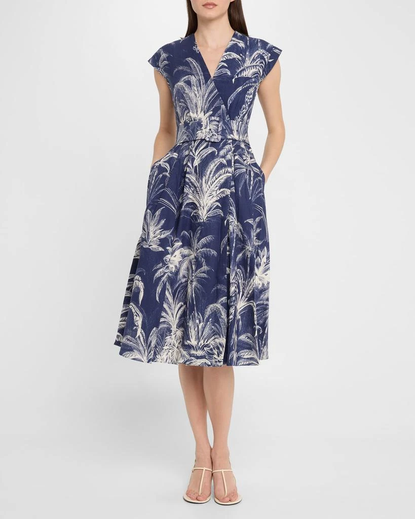 Marella Belted Palm Tree-Print Midi Dress 2