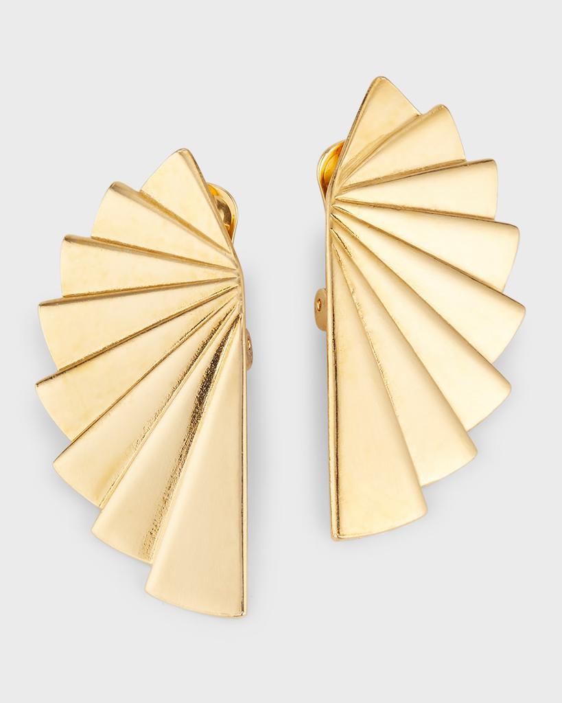 BEN-AMUN 24k Gold Electroplated Fan Clip-On Earrings