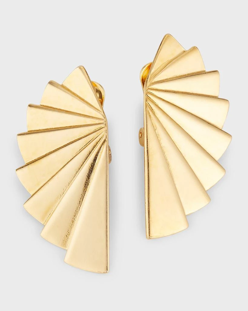 BEN-AMUN 24k Gold Electroplated Fan Clip-On Earrings 1