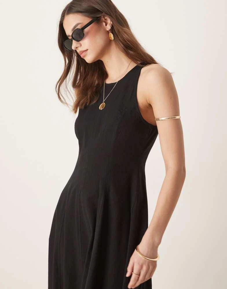 asos design seamed midi dress ASOS DESIGN seamed midi dress with godets in mixed stripe