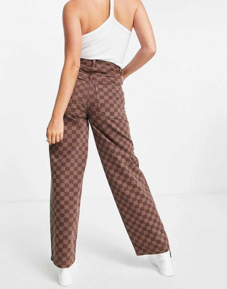 Topshop Topshop high rise Baggy jeans in brown checkerboard 2