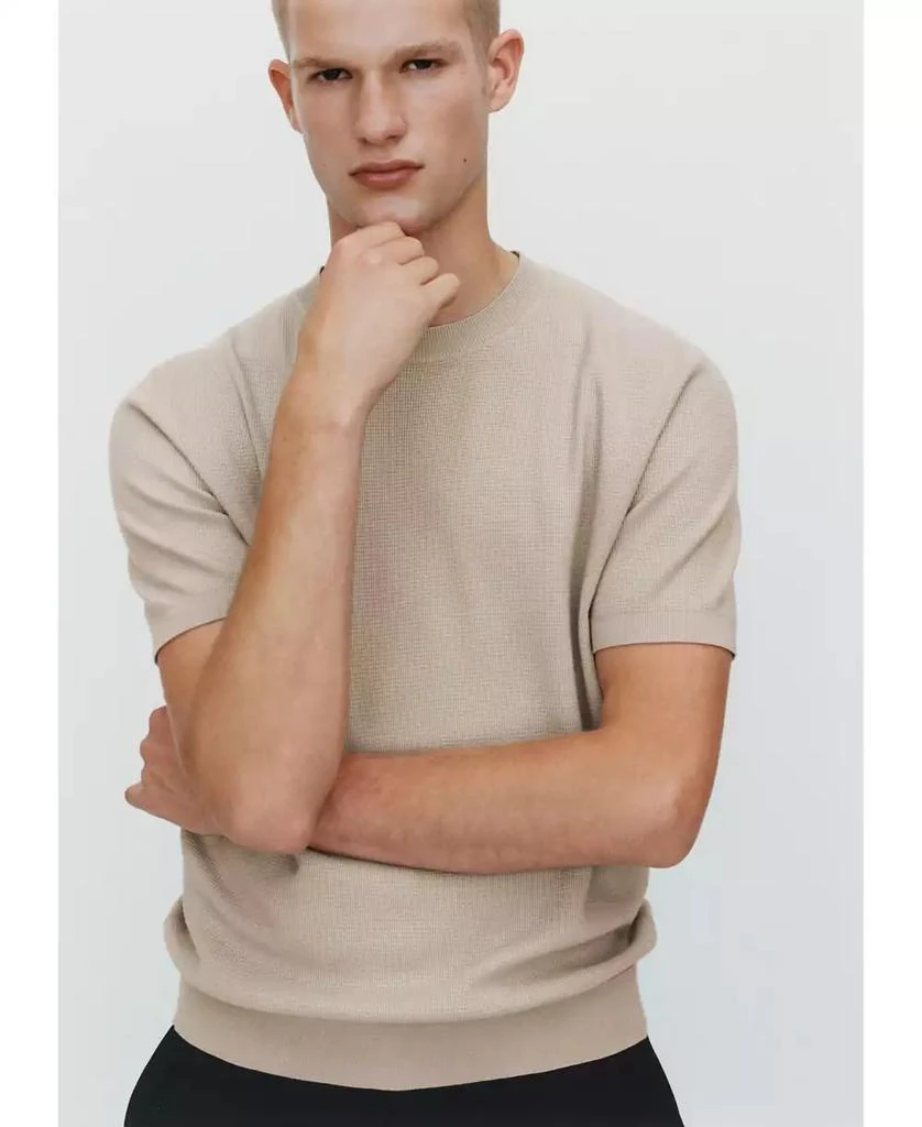 Mango Men's Structured Knitted T-Shirt 8