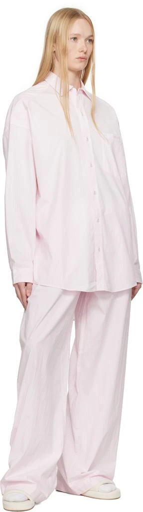 SKIMS Pink & White Cotton Poplin Oversized Sleep Pyjama Set 5
