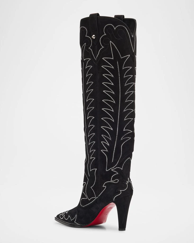 Christian Louboutin Santia Suede Strass Red Sole Western Boots 4