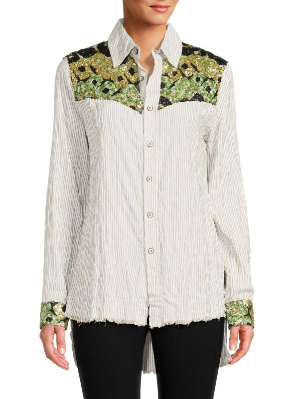 Etienne Marcel Sequin Button-Down Top