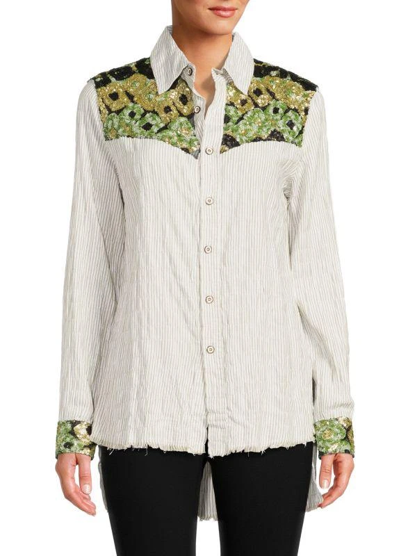 Etienne Marcel Sequin Button-Down Top 1