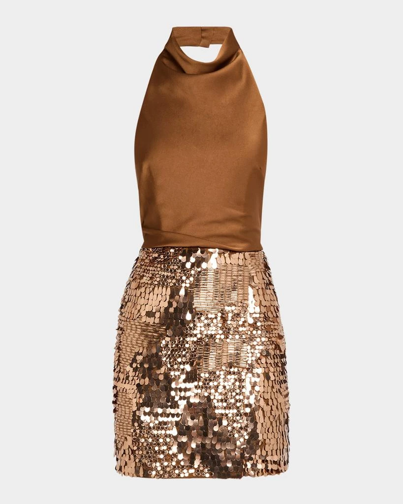 liv foster gold dress Liv Foster Plunge Embellished Metallic Gown – DGFOutlet main image 1