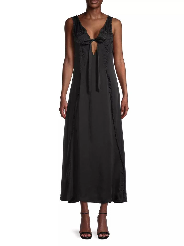 Ciao Lucia Serena Satin Embroidered Maxi Dress 3