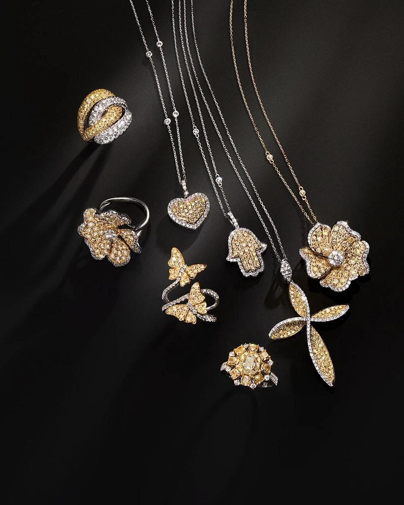 Bloomingdale's Yellow & White Diamond Heart Pendant Necklace in 14K White & Yellow Gold, X" 2